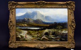 Joseph Wrightson McIntyre (1841-1897). A Highland Landscape. Oil on canvas. 12'' x 18.25''. Signed