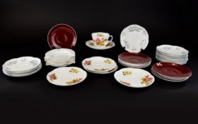 Box of Assorted Shelleyware white ashtrays and a selection of saucers.