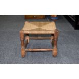 Cottage Style Rush Seated Oak Foot/Stool