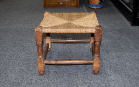 Cottage Style Rush Seated Oak Foot/Stool