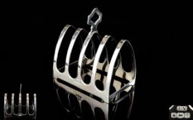 Elizabeth II Silver 4 Tier Toast Rack. Bishops Hat Shape. Maker E. Viner. Hallmark Sheffield 1961.