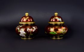 Carltonware Rouge Royale Two Squat Ginger Jars Each marked to underside with full factory marks,