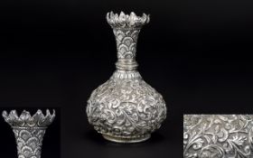 Antique Period Persian - Superb Quality Miniature Vase Decorated In High Relief with ornate