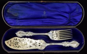 Elkington & Co Pair of Large Silver Plated Servers. Boxed. Server 13 Inches In length.