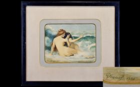 Pierre Vignal (1855-1925) Original Watercolour A rare figurative watercolour on paper by Pierre