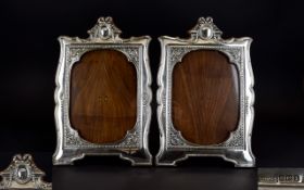 Superb Matched Pair of Large and Impressive - Art Nouveau Period Silver and Oak Photograph Frames,