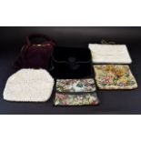 A Collection Of Vintage Bags Six in total to include two 1960's iridescent beaded evening bags with