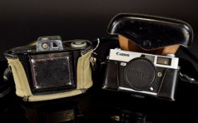 Canon - Canonet QL17 Camera. c.1960's. With Black Leather Strap. Excellent Condition + One Other