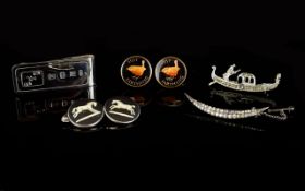 A Collection Of Vintage Silver And Mixed Metal Jewellery Five items in total to include antique