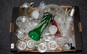 A Large Collection Of Vintage Glassware Over thirty items to include cut glass decanter, cranberry