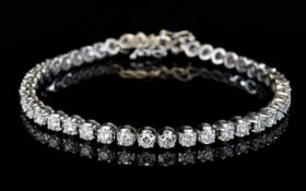 18ct White Gold Diamond Tennis Bracelet,