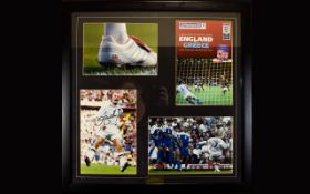 Football Interest David Beckham Autographed Photo Display Framed and mounted under glass with etched