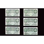 Bank of England Collection of Six One Pound Green Banknotes - good grades. Comprises 1.