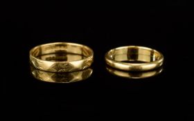 22ct Gold Wedding Bands ( 2 ) In Total. Both Fully Hallmarked for 22ct Gold. Ring Sizes - R & M. 6.