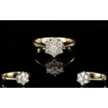 Ladies 9ct Gold 7 Stone Cluster Ring, Flowerhead Design. Fully Hallmarked Diamond Weight 0.50 pts.