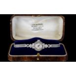 Art Deco Period Attractive 18ct White Gold and Diamond Set Ladies Cocktail Watch,