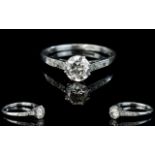 Art Deco Period - Ladies Superb Platinum Set Single Stone Diamond Dress Ring,