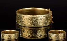 Antique 9ct Gold And Metal Core Bangle Late 19th/early 20th century wide clasp bangle with attached