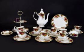 Royal Albert 'Old Country Roses' Part Teaset comprising coffee pot, 6 cups, saucers and side plates,