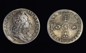 William III Silver Crown. Date 1695. Good Coin - Please See Photos to Make Own Judgement.