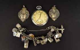 Small Mixed Lot Comprising Silver Charm Bracelet,