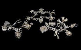 A Vintage Small Charm Bracelet, Loaded with 6 Silver Charms + Further Six Charms Old,