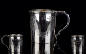 George V Nice Quality Silver Cup with Handle decorated with engraved images of