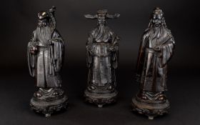 Three Resin Figures In The Form Of Chine