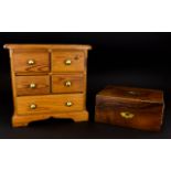 Antique Wood Box And Small Pine Jeweller