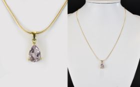 14ct Yellow Gold Pale Amethyst Set Penda