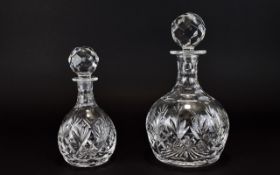 Royal Doulton Crystal Glass Decanters 10 and 8 inches in height.