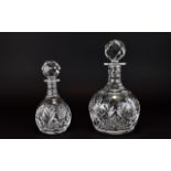Royal Doulton Crystal Glass Decanters 10 and 8 inches in height.
