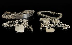 A Collection of Modern Jewellery - Consists of Silver Bracelets ( 3 ) In Total & One Necklace.