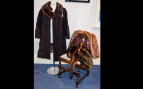 Astra Fur Full Length Vintage Coat with hook and eye fastening and slit pockets,