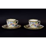 Hammersley Two Breakfast Cups and Saucers and two 8 inch plates. Queen Ann Pattern with heavy