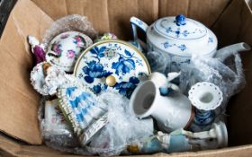 A Small Collection Of Ceramics And Figurines Approx 15 items to include blue and white teapot,