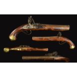 Flintlock Pistol, With Brass Mounts And Steel Lock Plate With Engraved Lion. Length 15 Inches.