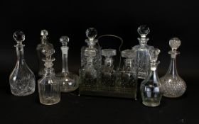 A Collection Of Cut Glass Decanters And Tantalus Approx 13 items in total to include several
