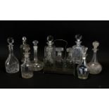 A Collection Of Cut Glass Decanters And Tantalus Approx 13 items in total to include several