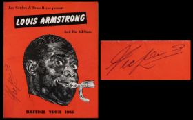 Louis Armstrong - Genuine Hand Signed Autograph to Front of Concert Program From His British Tour