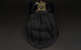 A Vintage Grosgrain Evening Bag 1930's/40's pouch bag with carry handle and ornate brass tone clasp