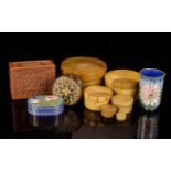 A Small Collection of Antique Items ( 5 ) In Total. Comprises Treen Circular Box, Ornate Carved