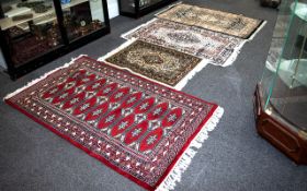 A Large Woven Silk Bokhara Carpet Ornate very large silk statement carpet with traditional lozenge