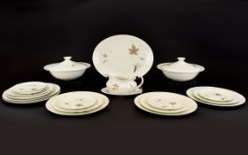 English Translucent China Tumbling Leaves Royal Doulton Part Tea Set Brown. Compromising of one