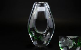 Kosta Boda Swedish Studio Art Glass Lindstrand Fish Vase Signed to underside,