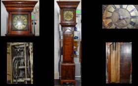 George II - Flat Top Oak Cased Long Case Clock with Brass 10 Inch Square Dial.