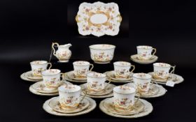 Bishop and Stonier Late Victorian Period - Bone China ( 34 ) Piece Tea Service, Stylished Floral