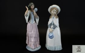 Nao by Lladro Figurines ( 2 ) In Total. Comprises 1/ Girl with Hand Mirror. 12 Inches In length.