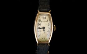 A Ladies 9ct Gold Vintage Dress Watch By Grosvenor Circa 1930's the 9ct case of lozenge form with