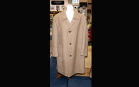 A Gentleman's Vintage Heavyweight Wool Coat Single breast camel wool coat with brown satin and wool